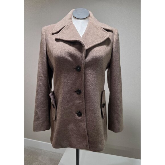 Womens Medium Brown Wool-Blend Coat With Decorative Buttons & Two Side Pockets - Picture 8 of 13